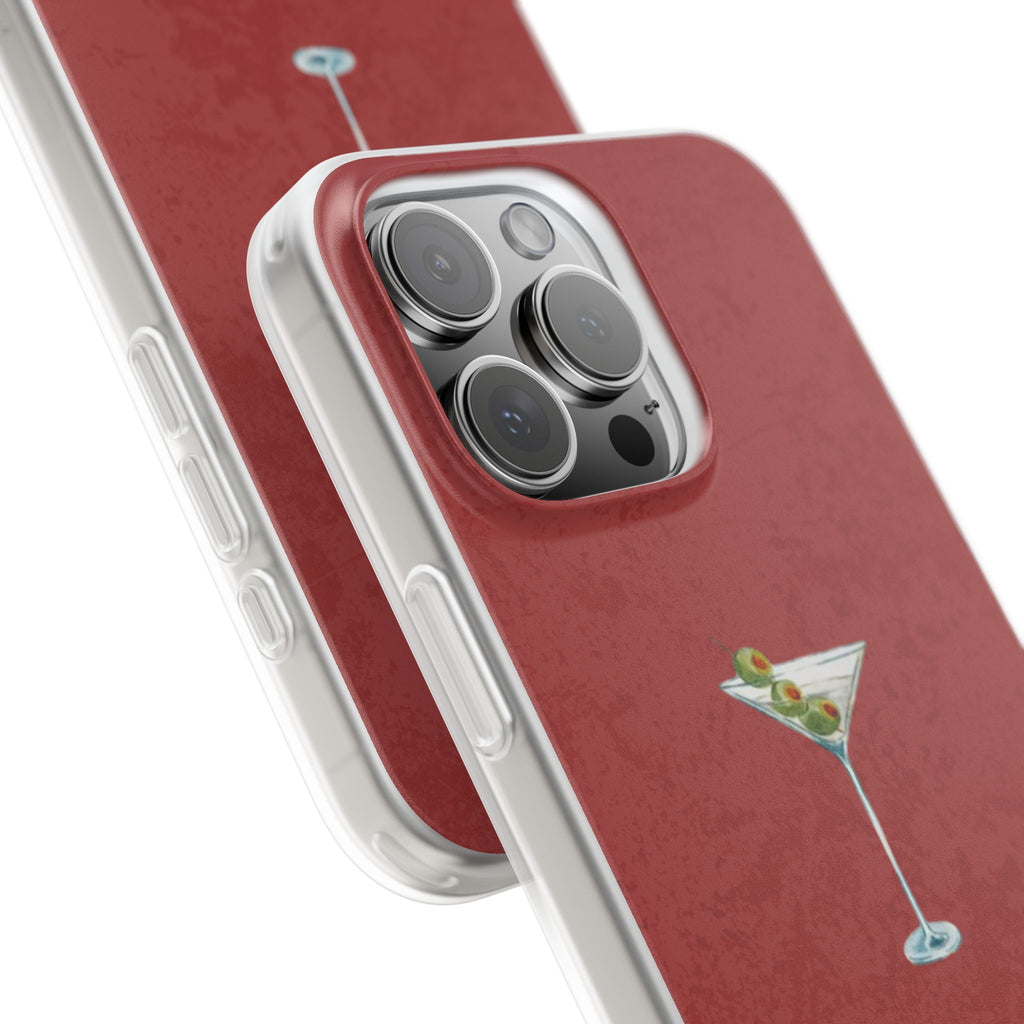 Martini Glass Phone Case — Red Cocktail iPhone Cover, Bar Lover Gift