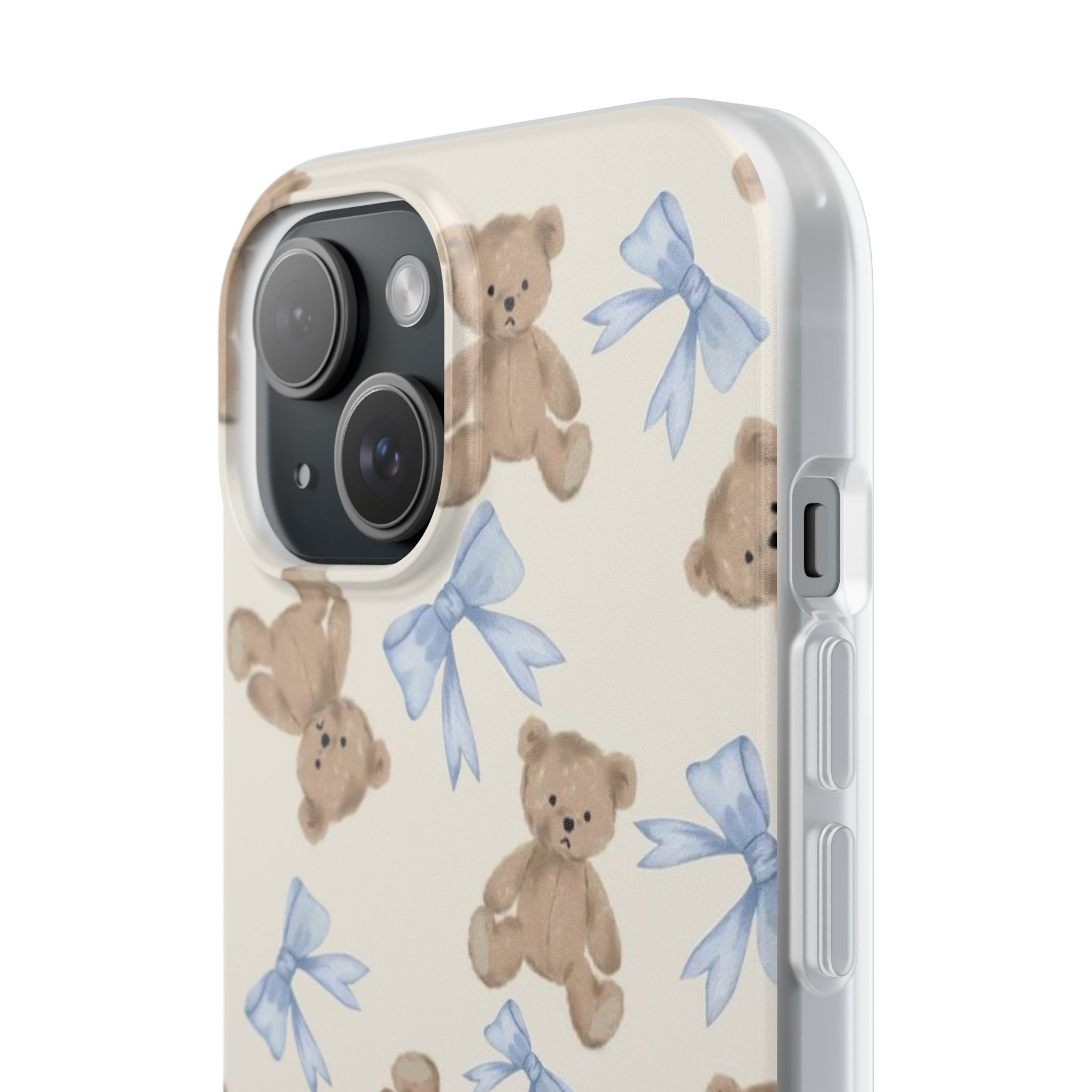 Teddy Bear Pattern Phone Case — Cute Blue Bow Baby Shower Gift