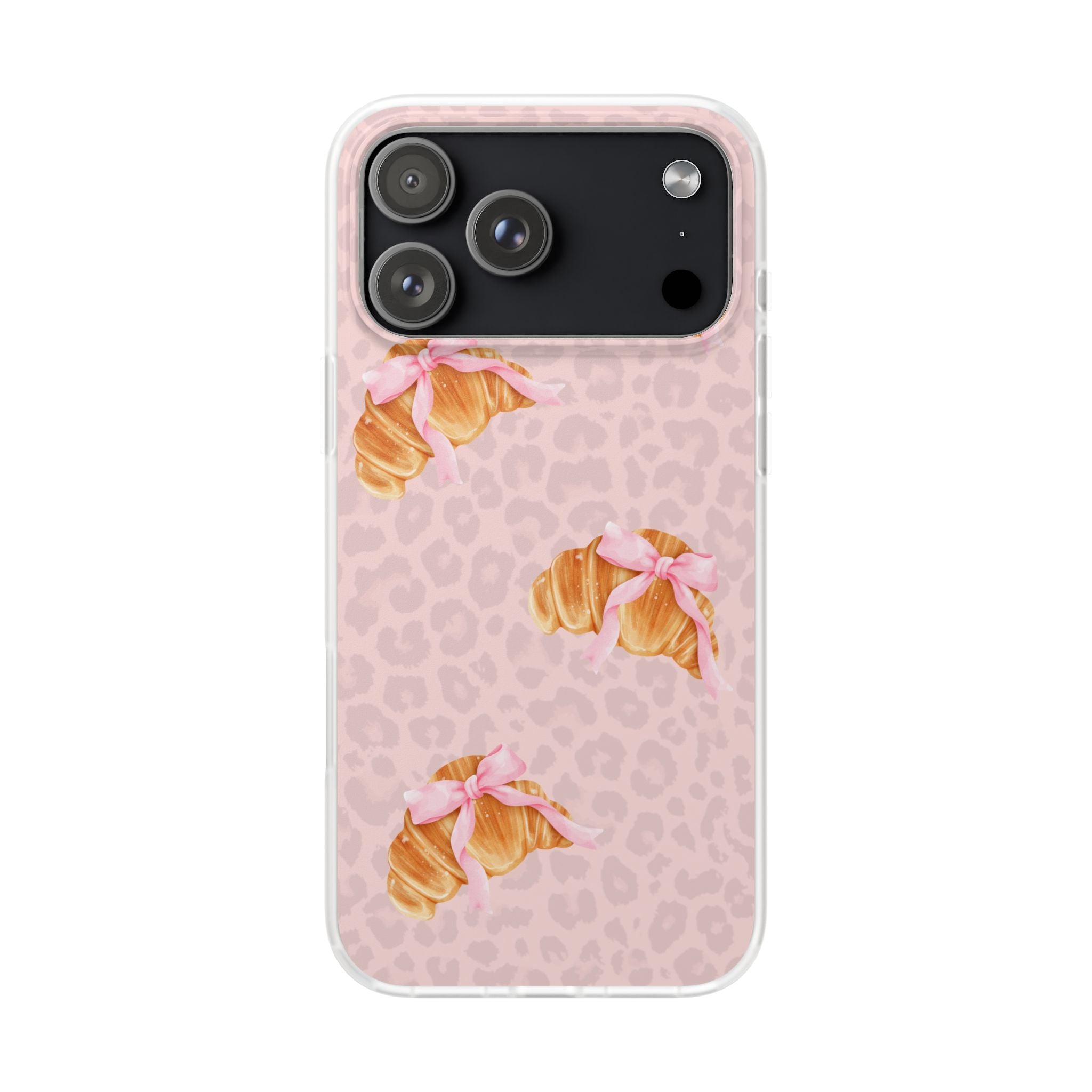Pink Bow Croissant Phone Case — Cute Kawaii Pastry iPhone Cover