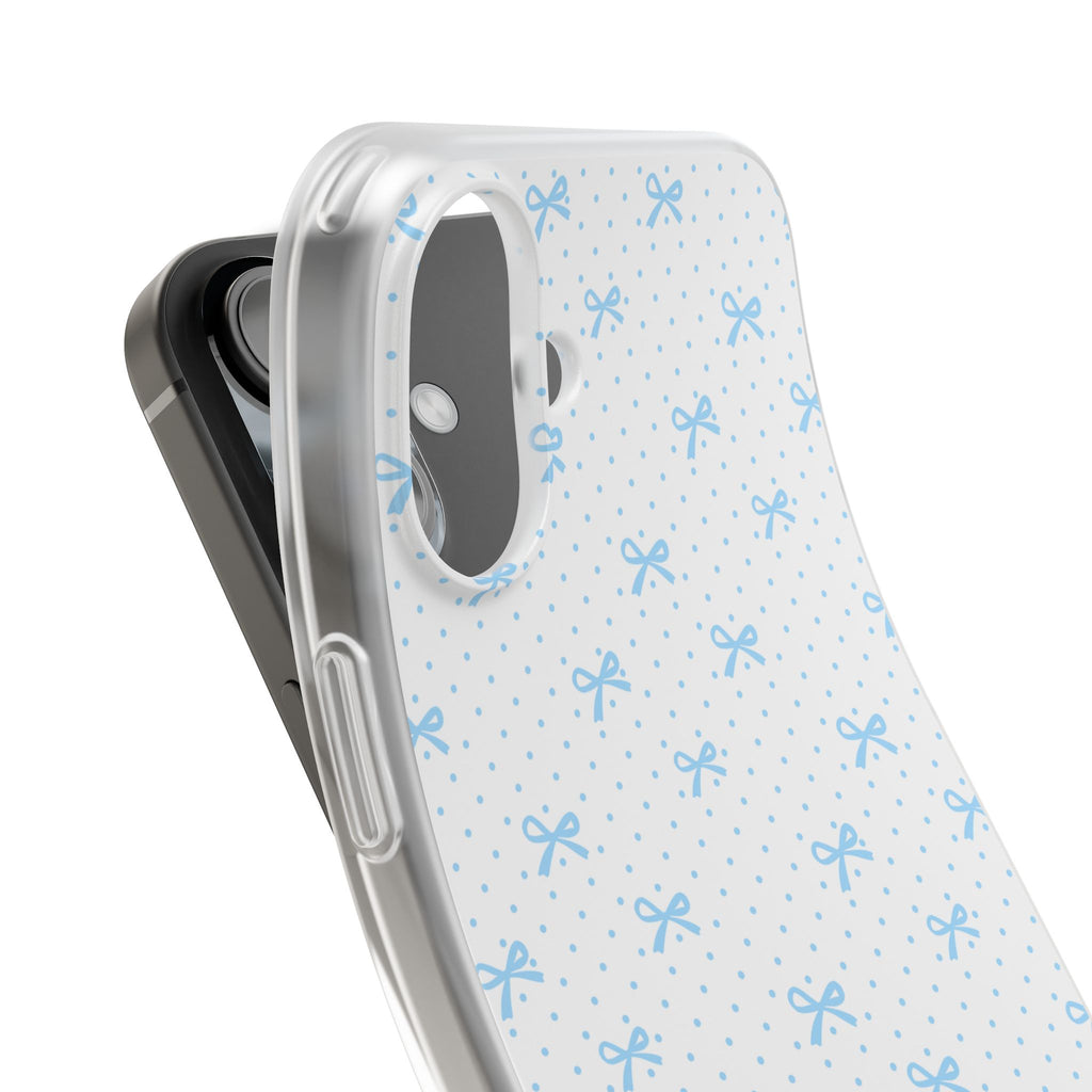 Blue Bow Pattern Flexi Phone Case — Cute Polka Dot Protective Cover