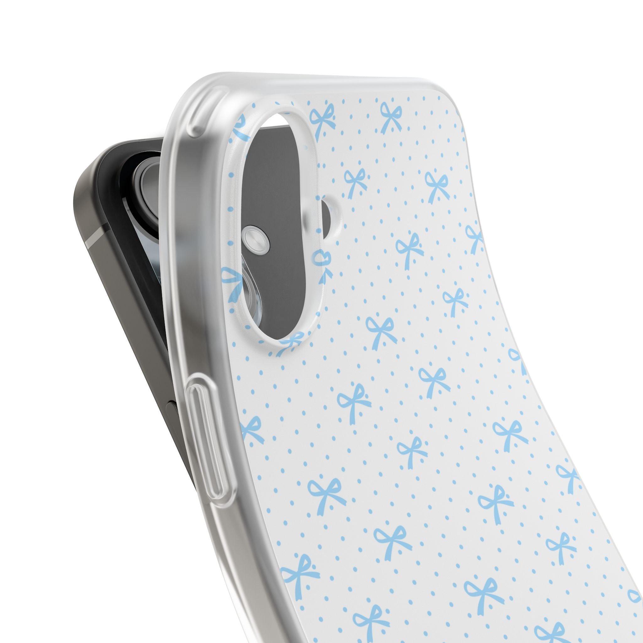 Blue Bow Pattern Flexi Phone Case — Cute Polka Dot Protective Cover