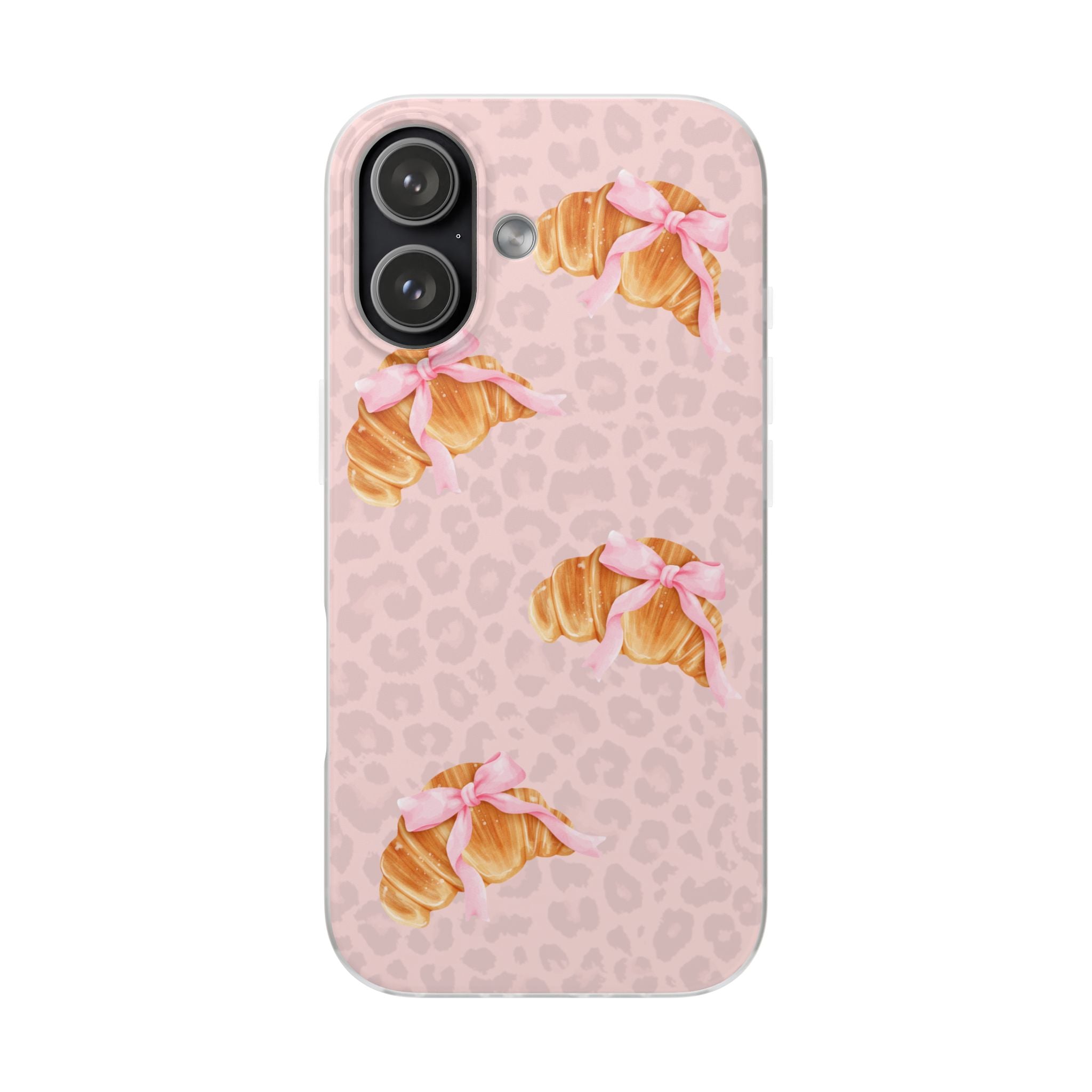 Pink Bow Croissant Phone Case — Cute Kawaii Pastry iPhone Cover