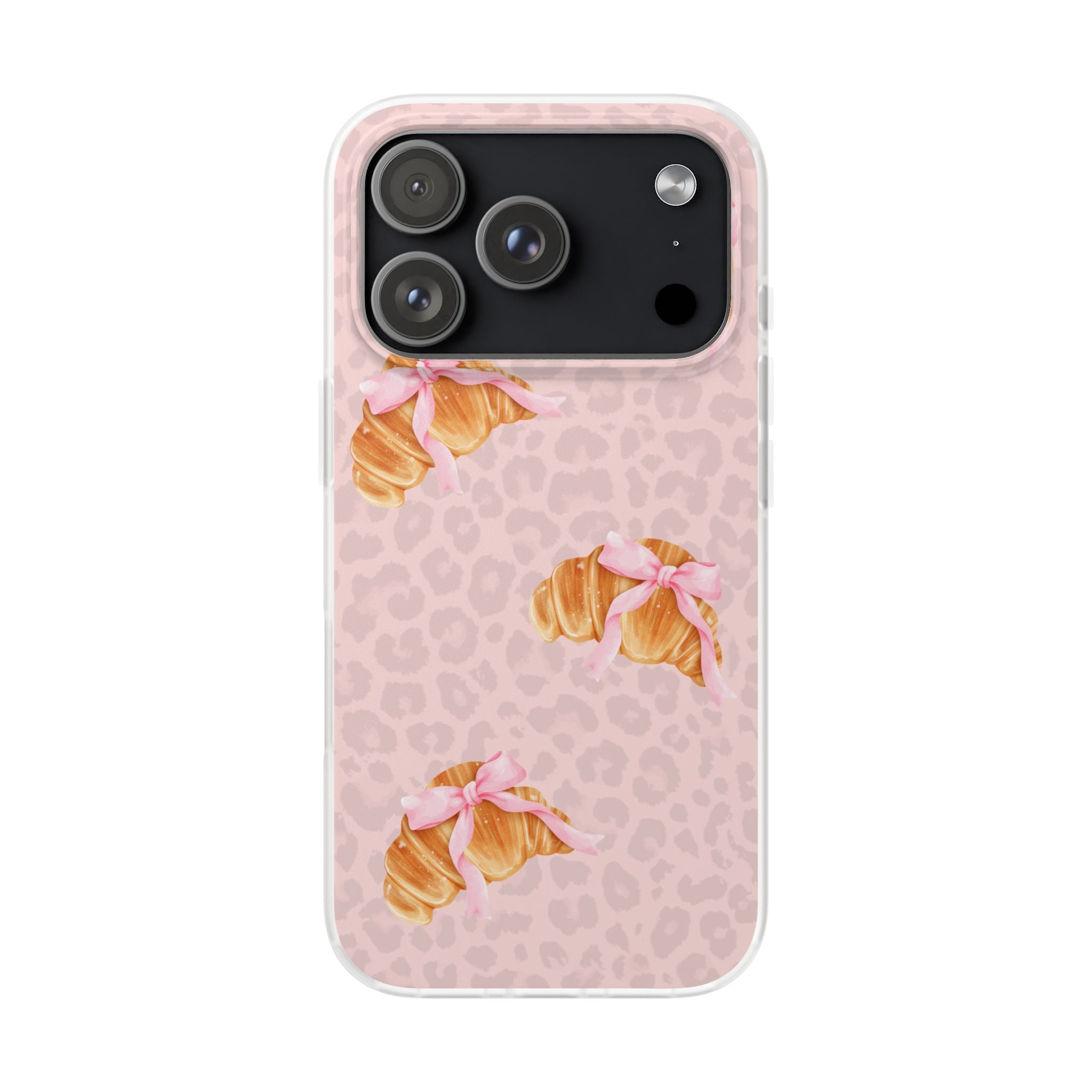 Pink Bow Croissant Phone Case — Cute Kawaii Pastry iPhone Cover