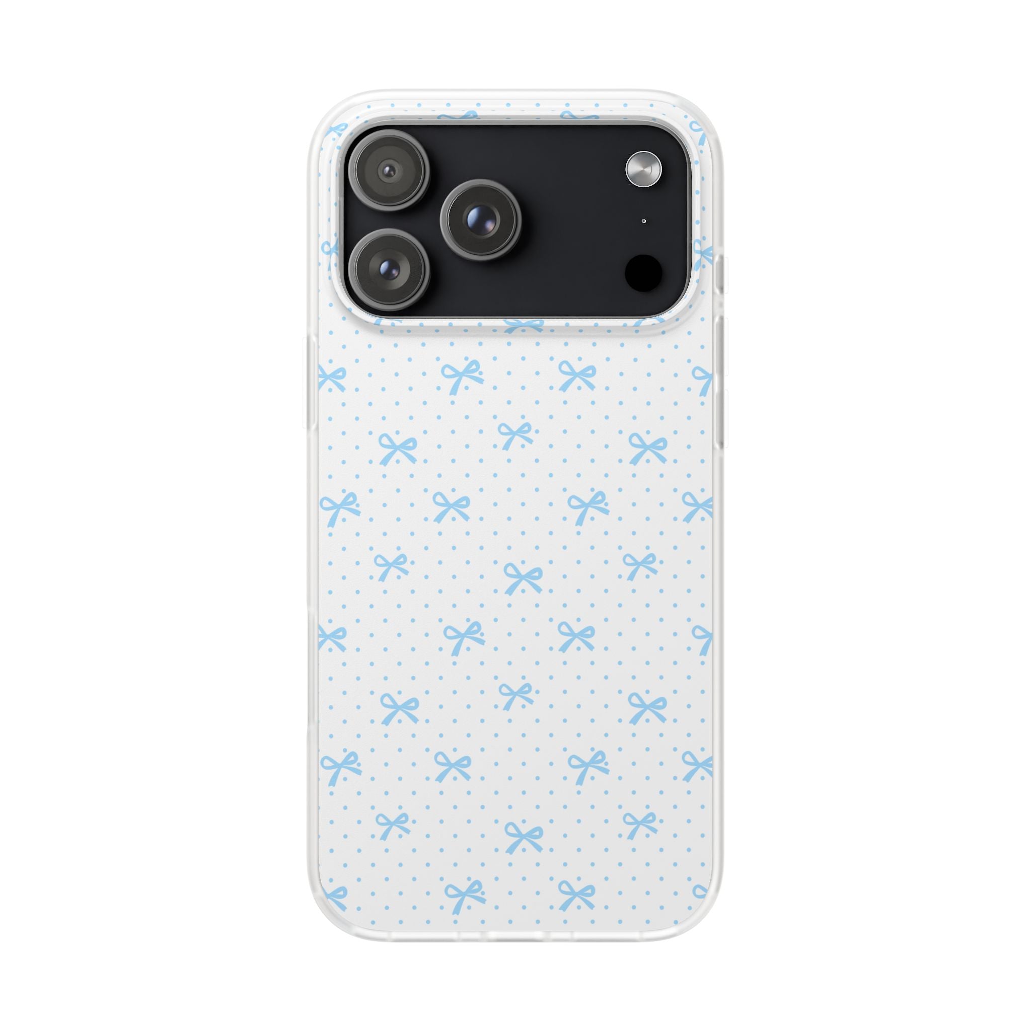 Blue Bow Pattern Flexi Phone Case — Cute Polka Dot Protective Cover