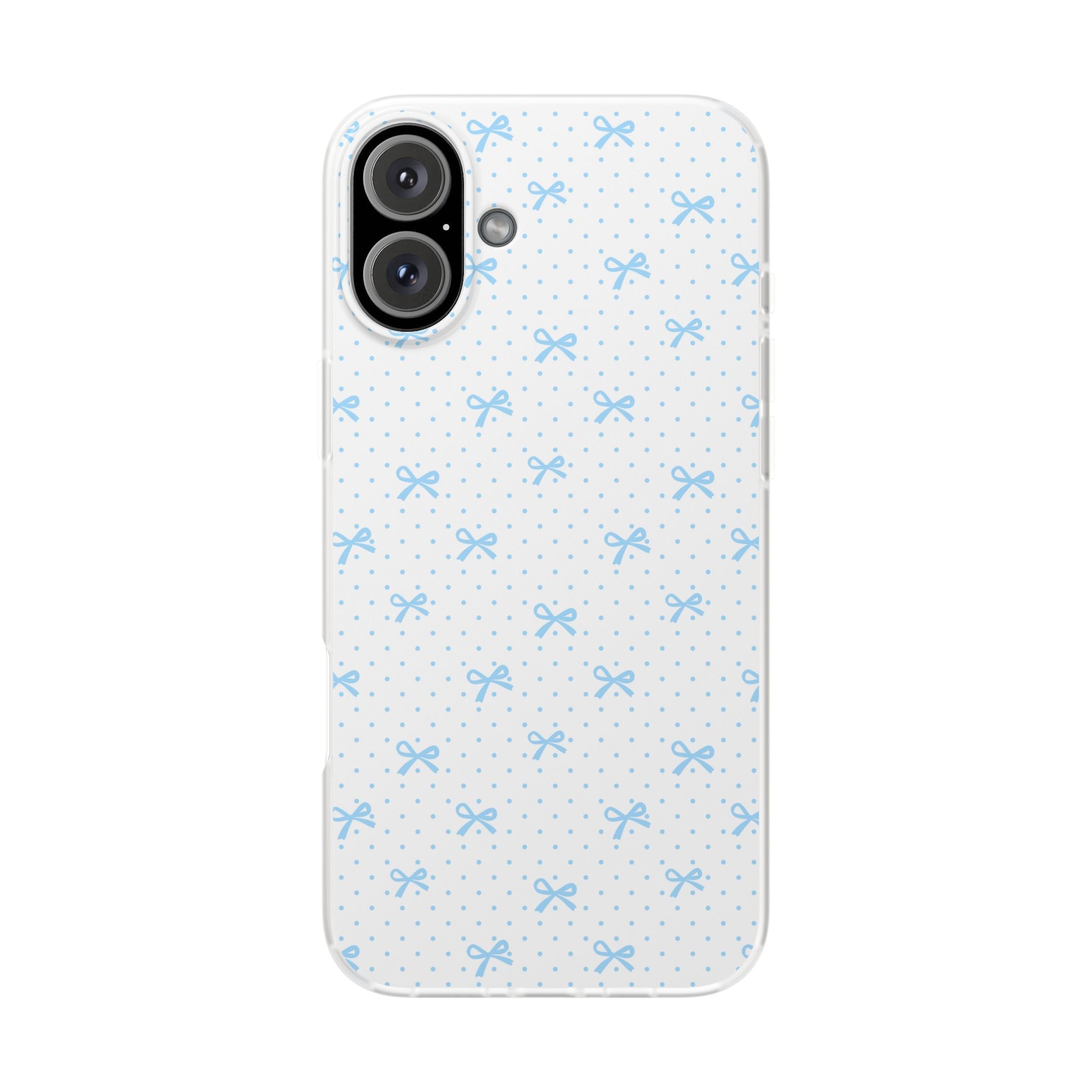 Blue Bow Pattern Flexi Phone Case — Cute Polka Dot Protective Cover
