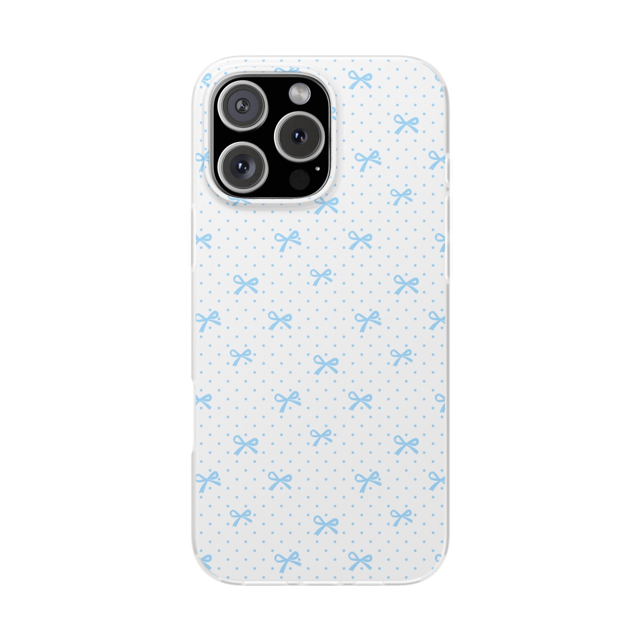 Blue Bow Pattern Flexi Phone Case — Cute Polka Dot Protective Cover