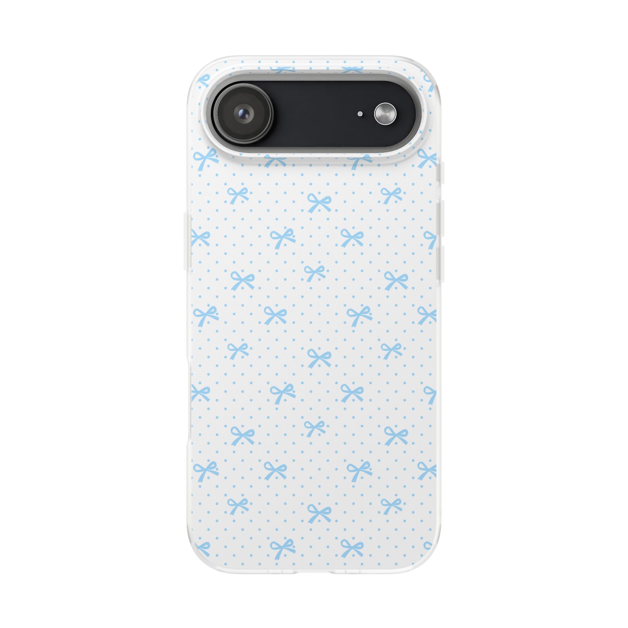 Blue Bow Pattern Flexi Phone Case — Cute Polka Dot Protective Cover
