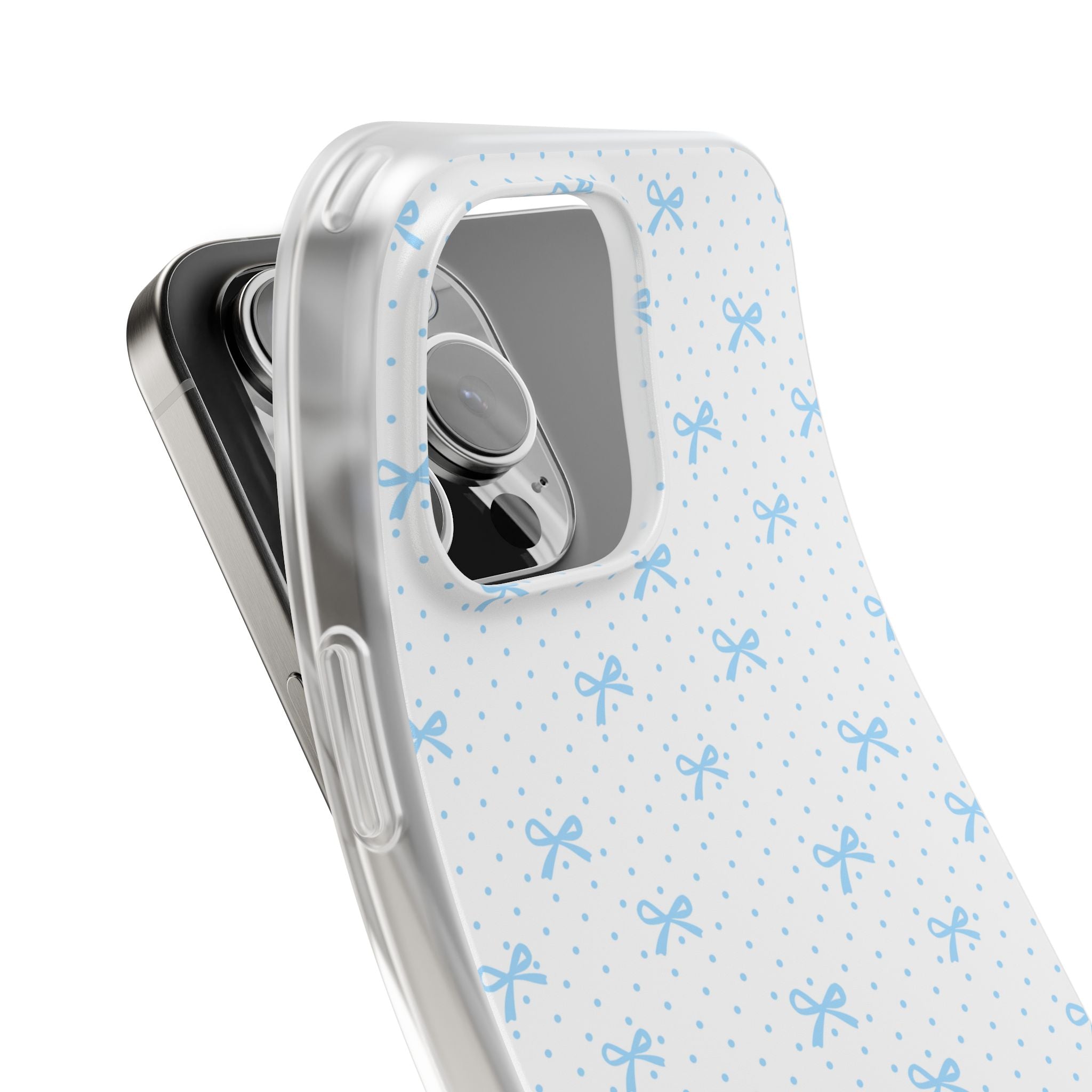 Blue Bow Pattern Flexi Phone Case — Cute Polka Dot Protective Cover