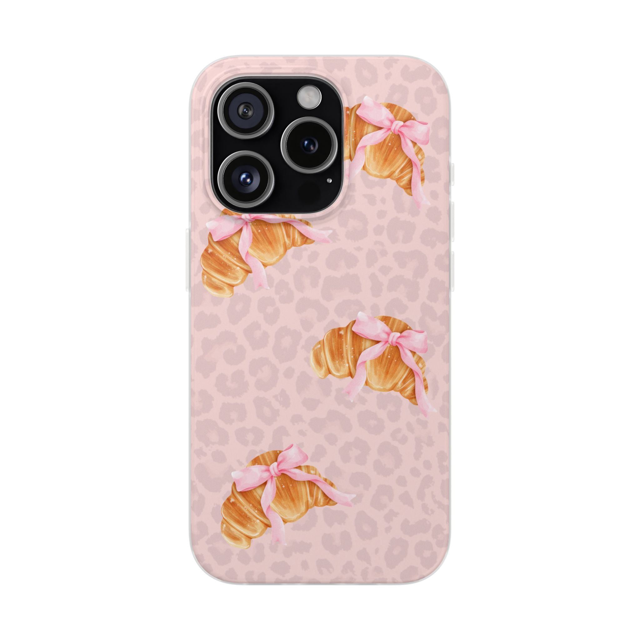 Pink Bow Croissant Phone Case — Cute Kawaii Pastry iPhone Cover