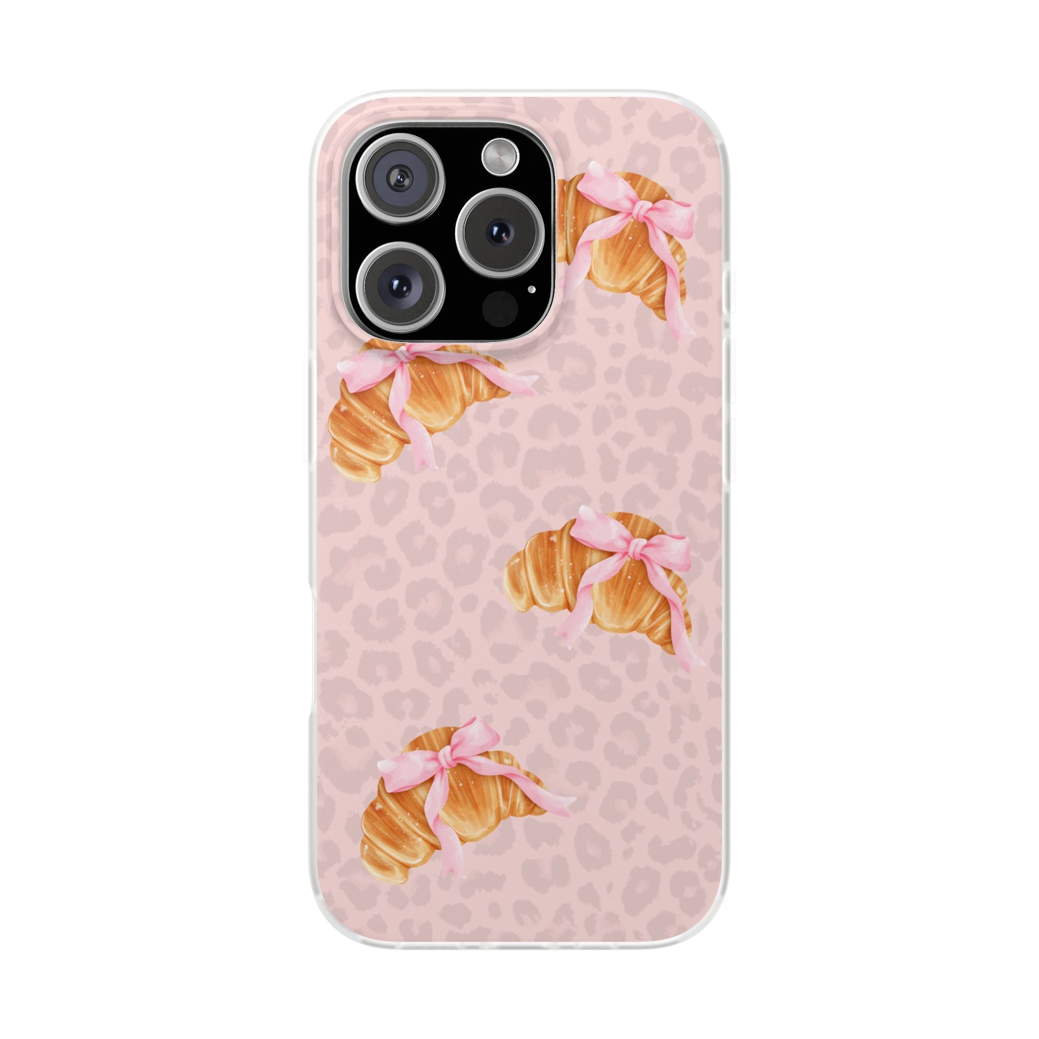 Pink Bow Croissant Phone Case — Cute Kawaii Pastry iPhone Cover