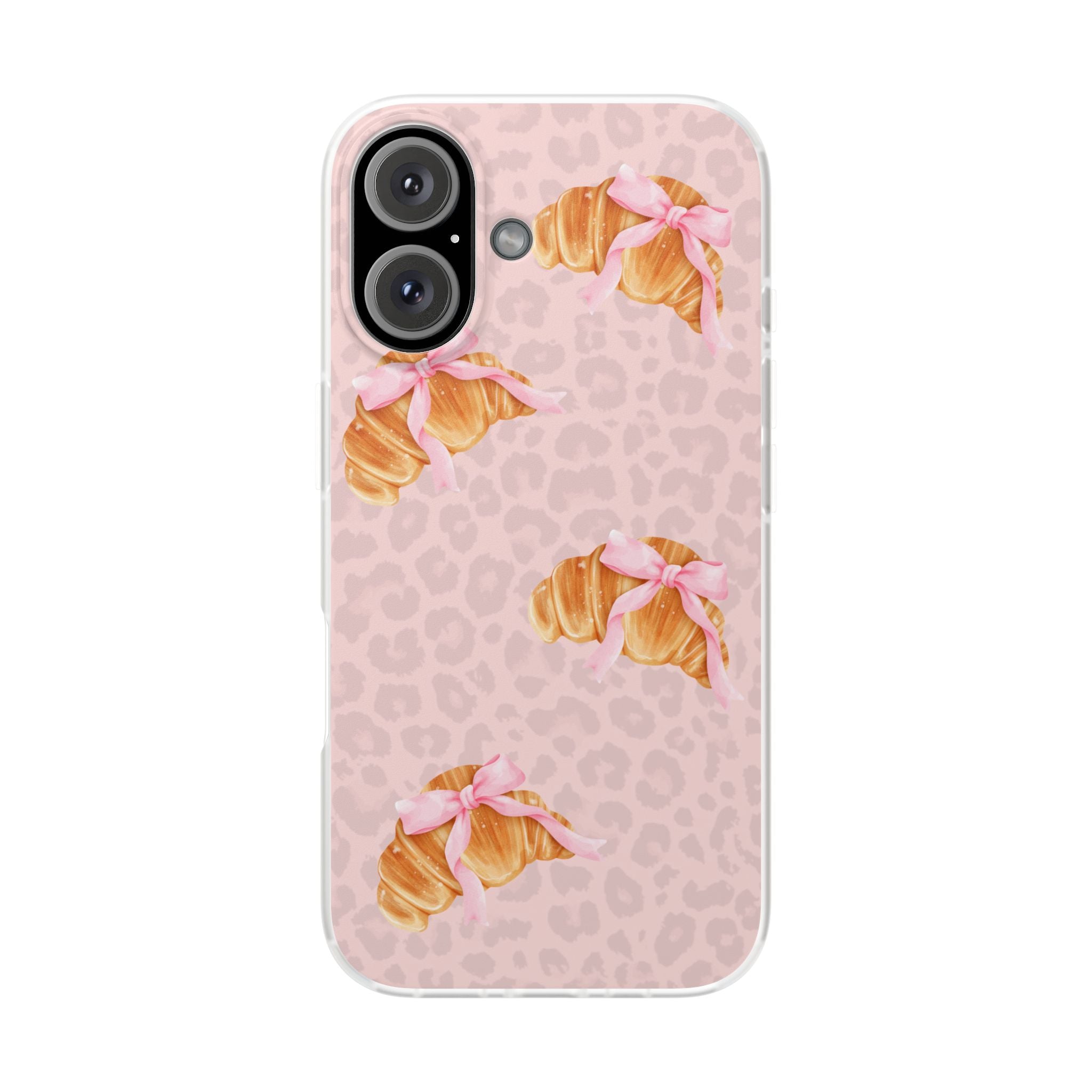 Pink Bow Croissant Phone Case — Cute Kawaii Pastry iPhone Cover