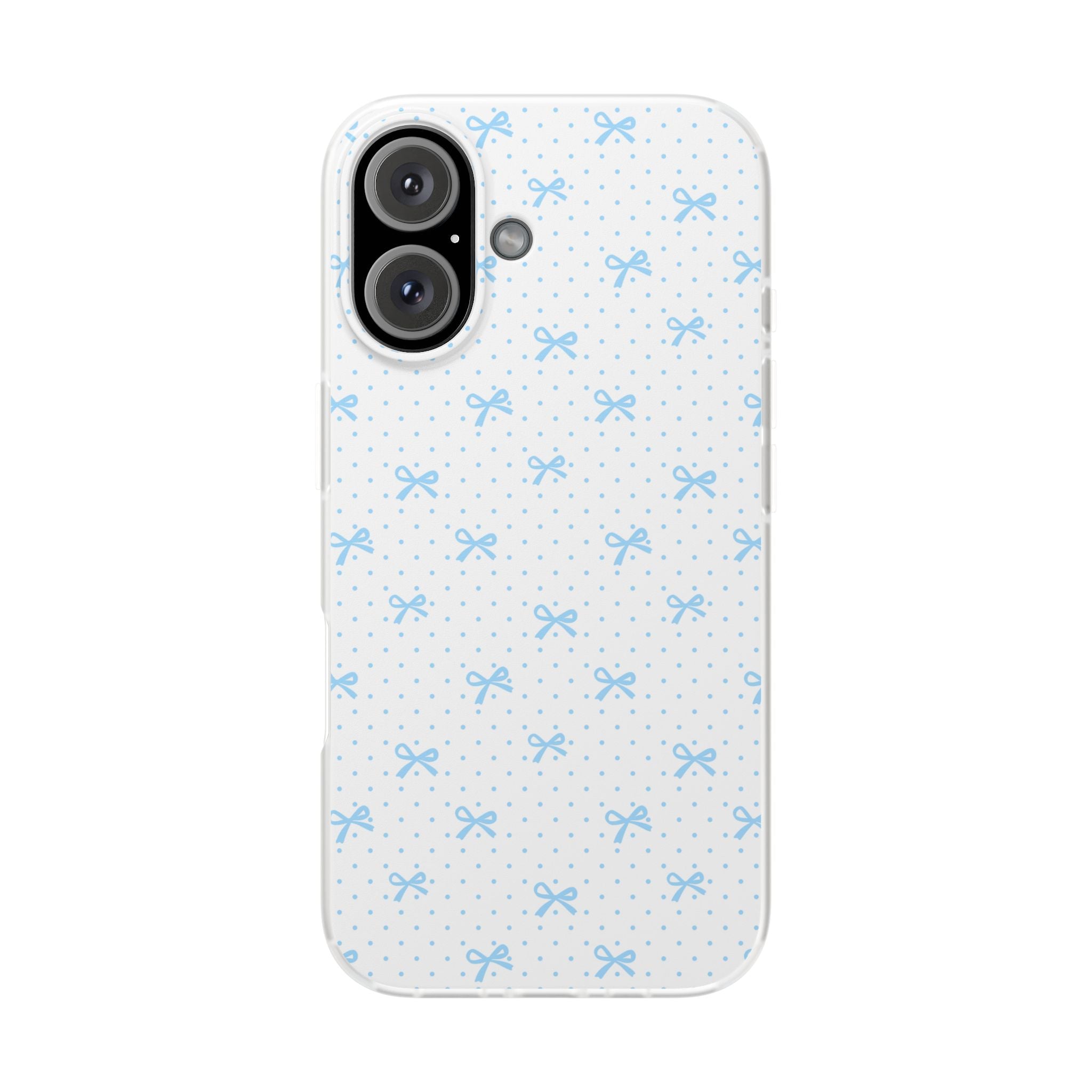 Blue Bow Pattern Flexi Phone Case — Cute Polka Dot Protective Cover