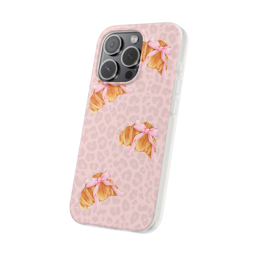 Pink Bow Croissant Phone Case — Cute Kawaii Pastry iPhone Cover