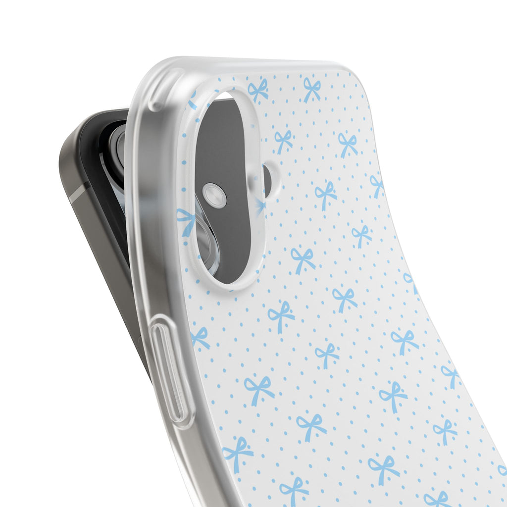 Blue Bow Pattern Flexi Phone Case — Cute Polka Dot Protective Cover