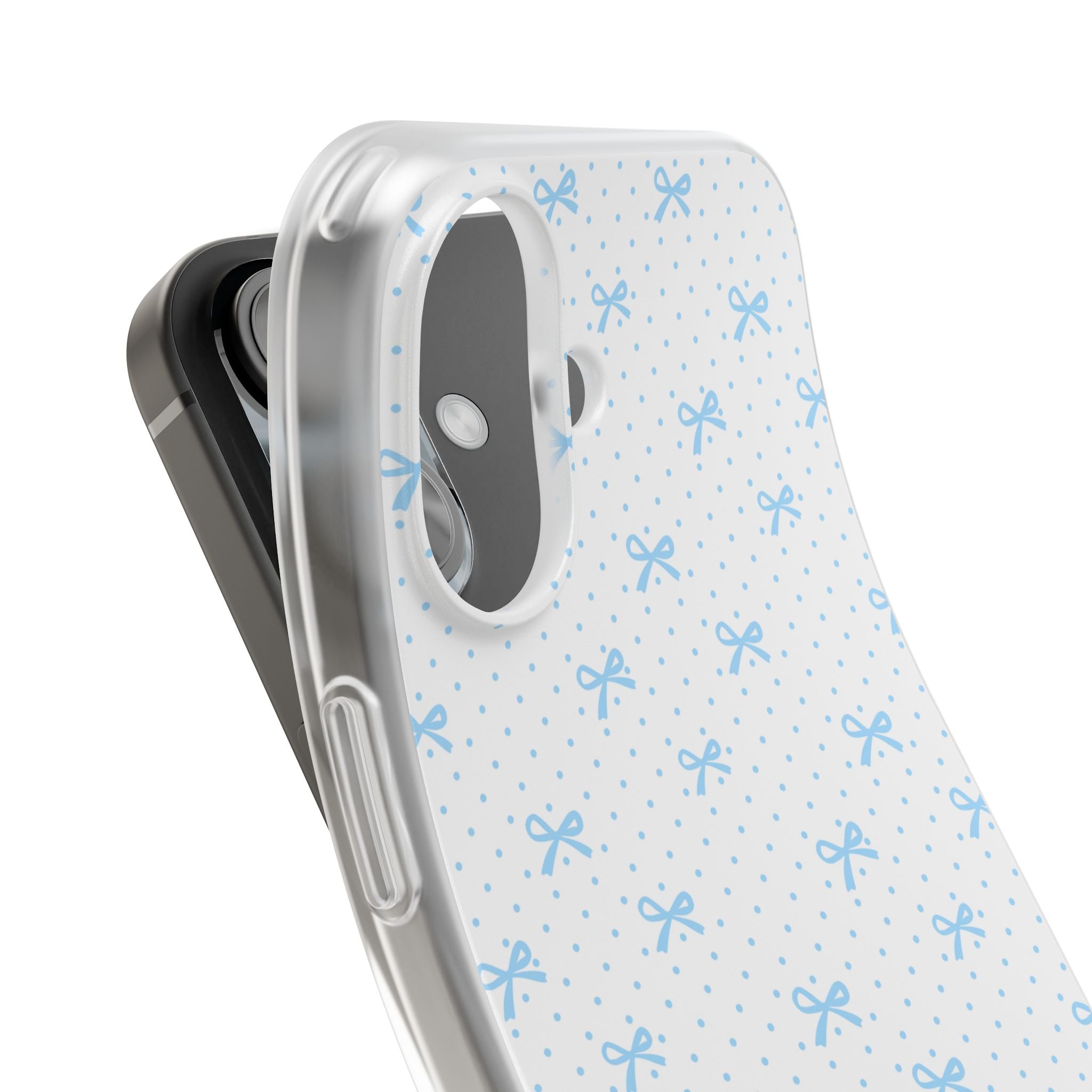 Blue Bow Pattern Flexi Phone Case — Cute Polka Dot Protective Cover