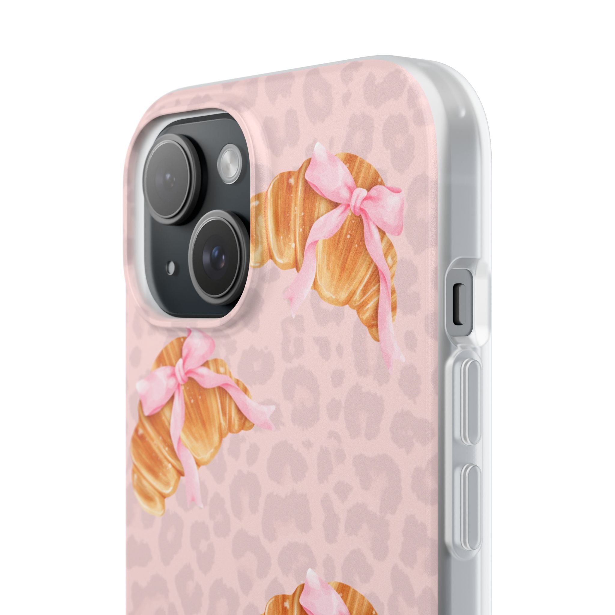 Pink Bow Croissant Phone Case — Cute Kawaii Pastry iPhone Cover