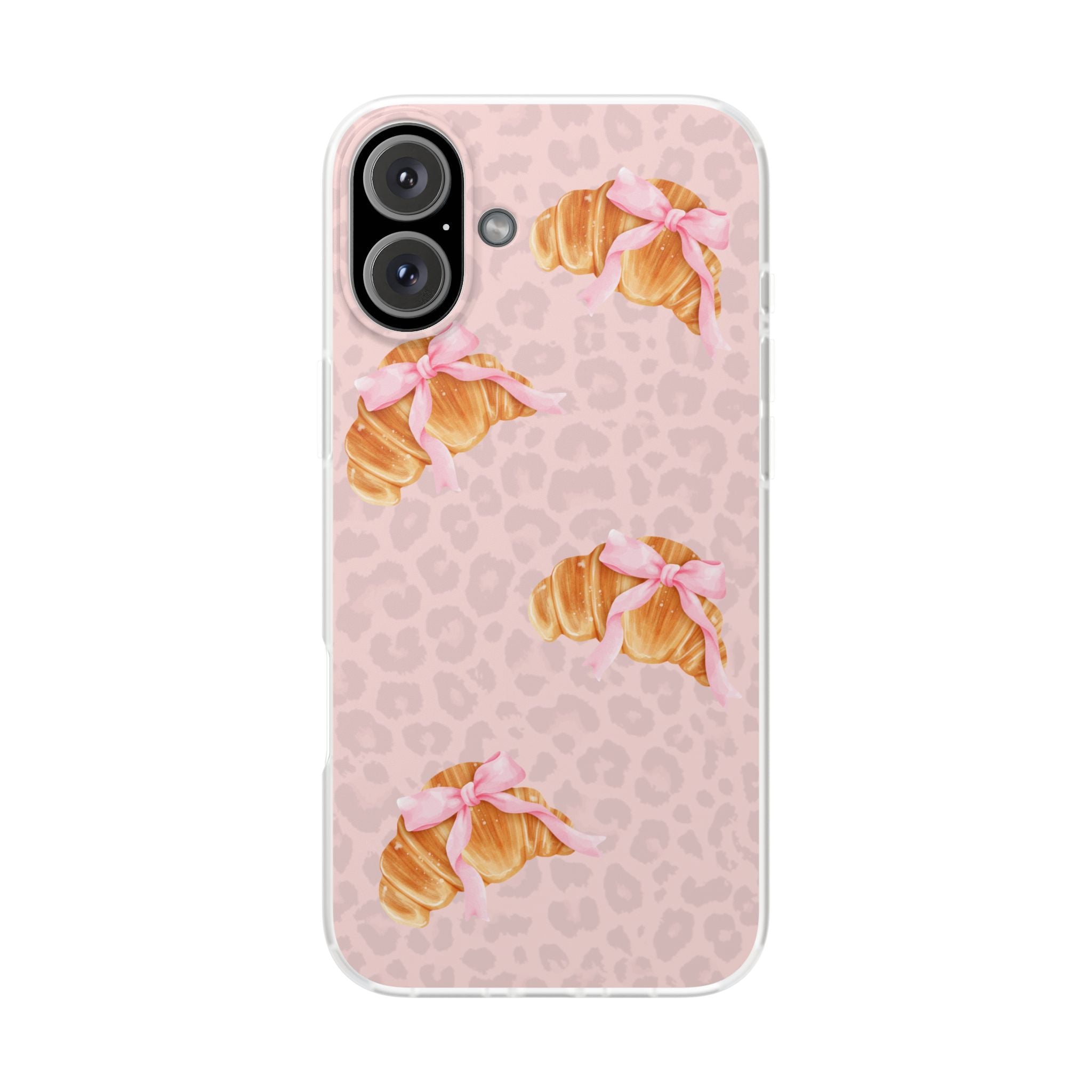 Pink Bow Croissant Phone Case — Cute Kawaii Pastry iPhone Cover