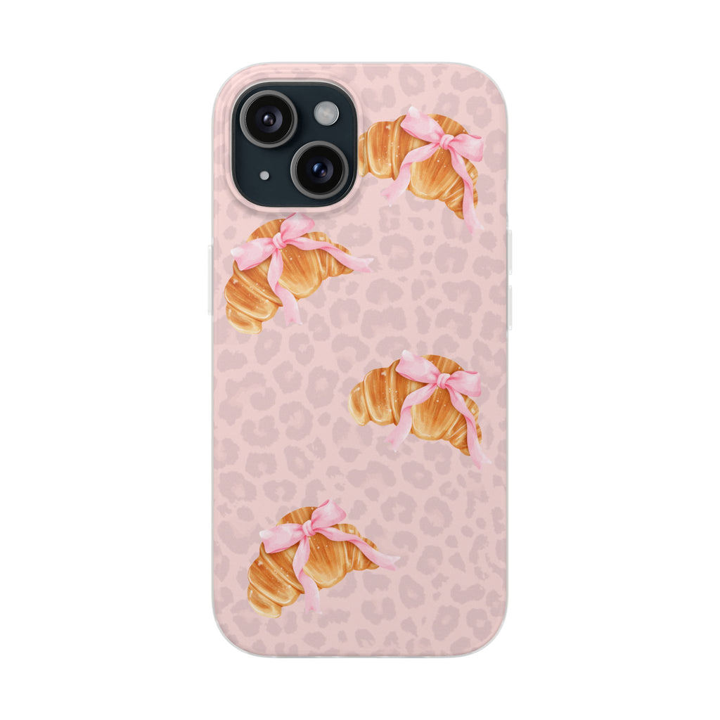 Pink Bow Croissant Phone Case — Cute Kawaii Pastry iPhone Cover
