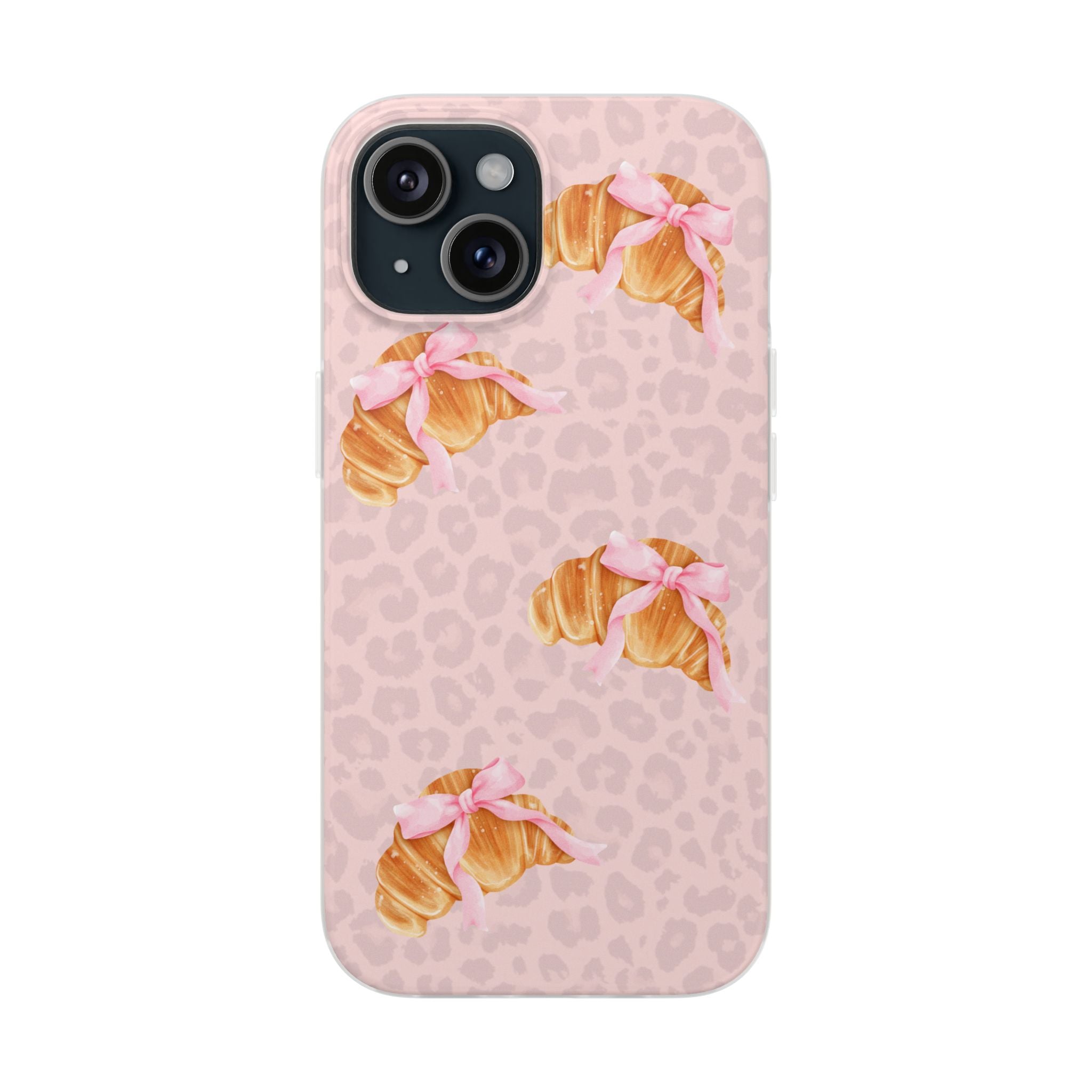 Pink Bow Croissant Phone Case — Cute Kawaii Pastry iPhone Cover