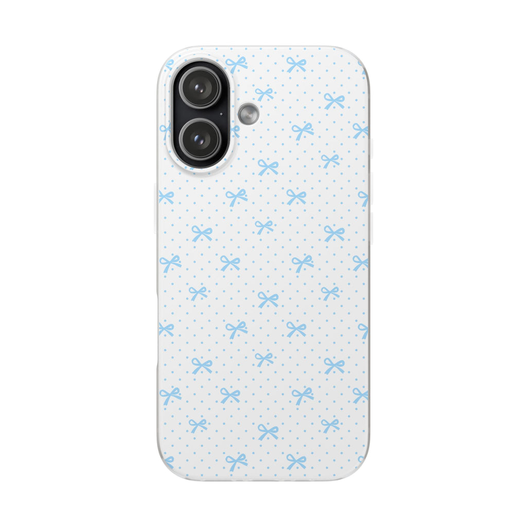 Blue Bow Pattern Flexi Phone Case — Cute Polka Dot Protective Cover