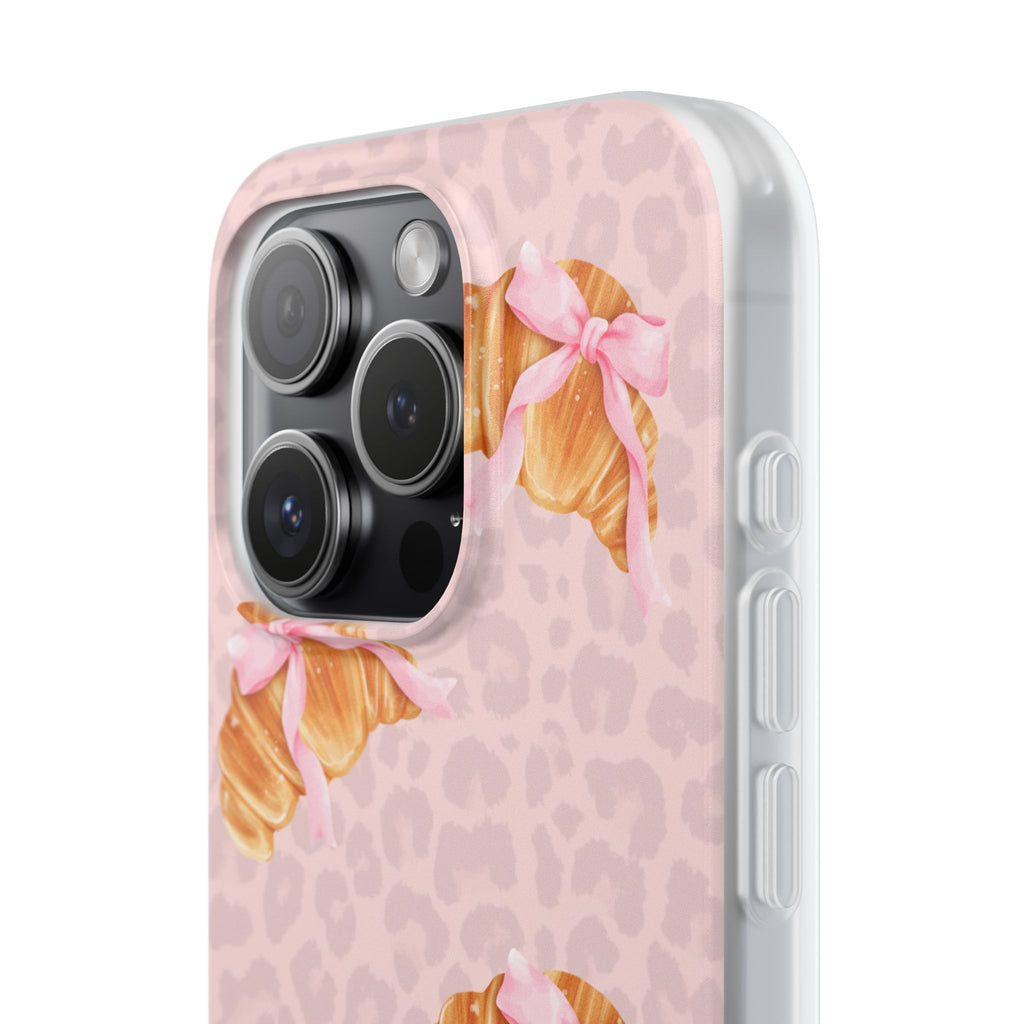 Pink Bow Croissant Phone Case — Cute Kawaii Pastry iPhone Cover
