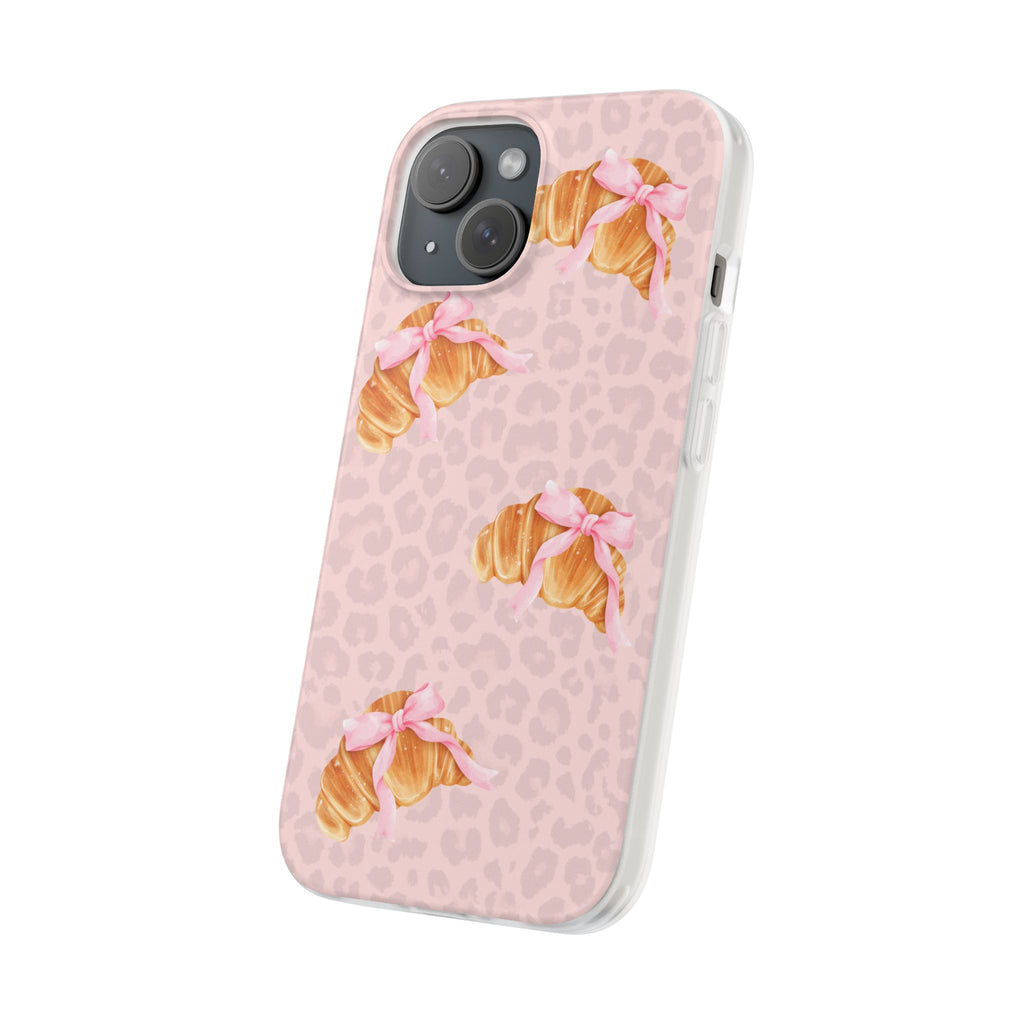 Pink Bow Croissant Phone Case — Cute Kawaii Pastry iPhone Cover