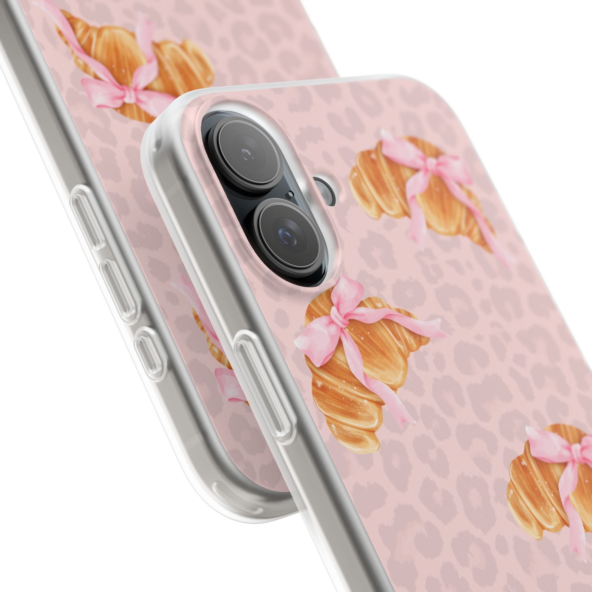 Pink Bow Croissant Phone Case — Cute Kawaii Pastry iPhone Cover