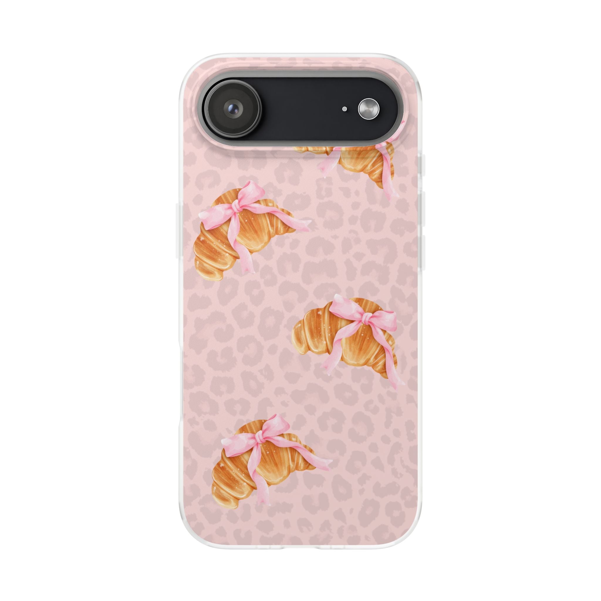 Pink Bow Croissant Phone Case — Cute Kawaii Pastry iPhone Cover
