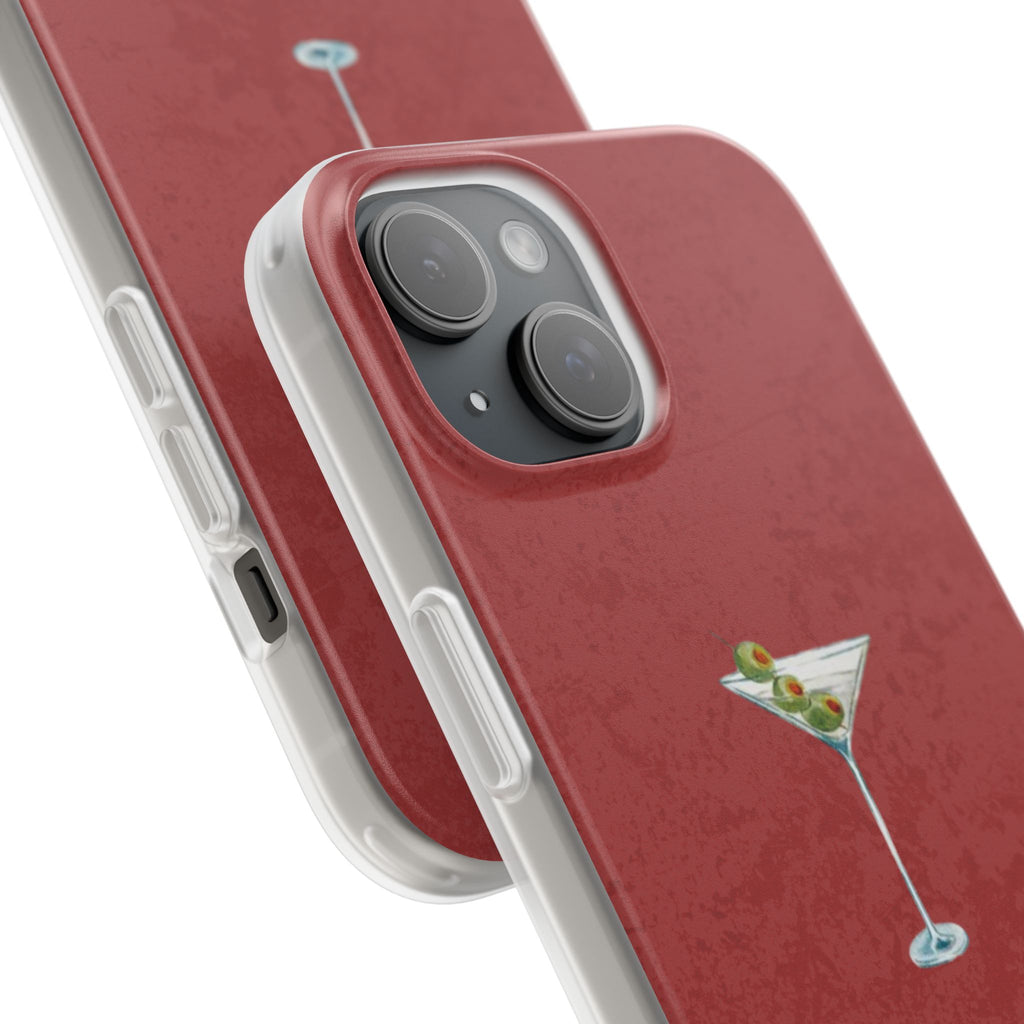 Martini Glass Phone Case — Red Cocktail iPhone Cover, Bar Lover Gift