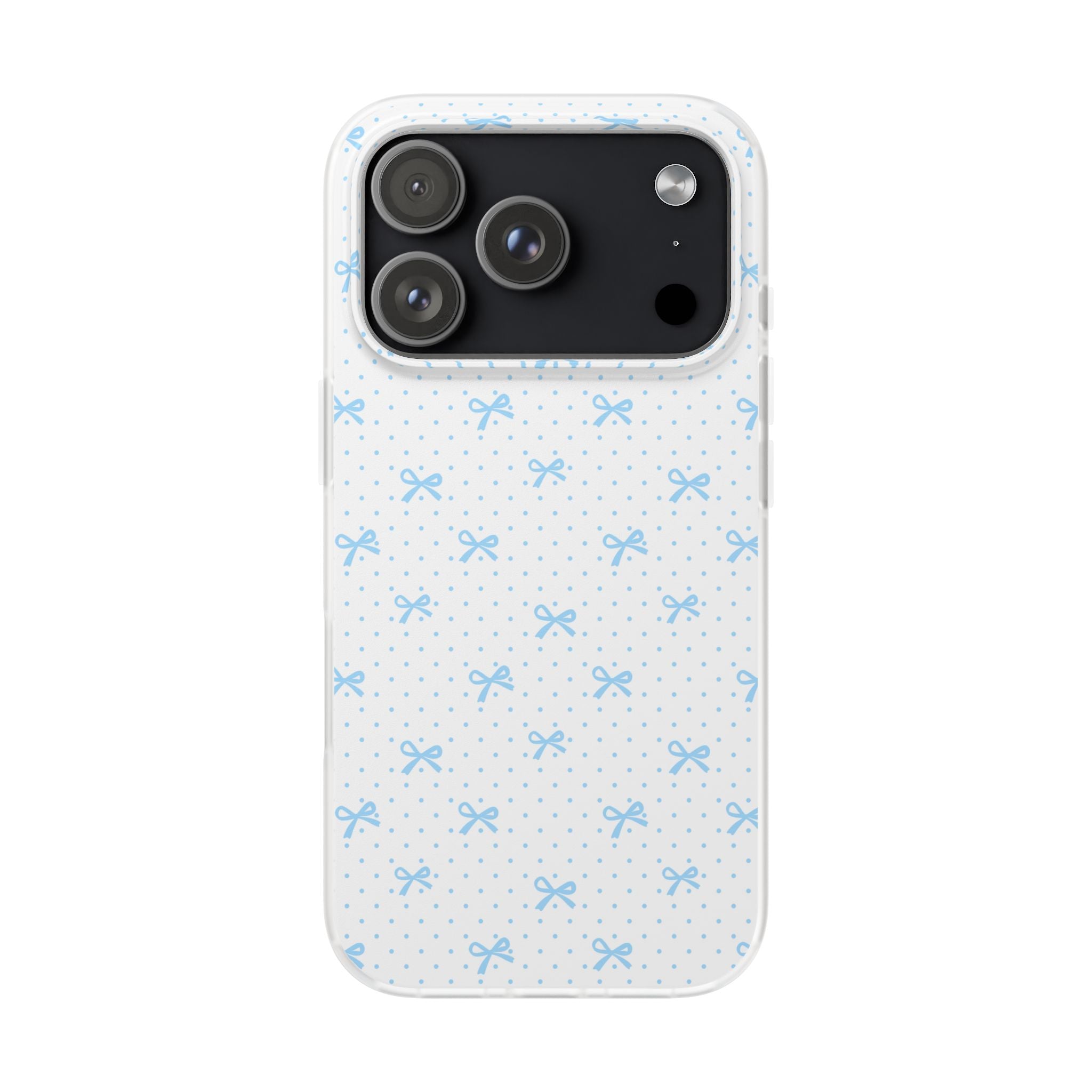 Blue Bow Pattern Flexi Phone Case — Cute Polka Dot Protective Cover
