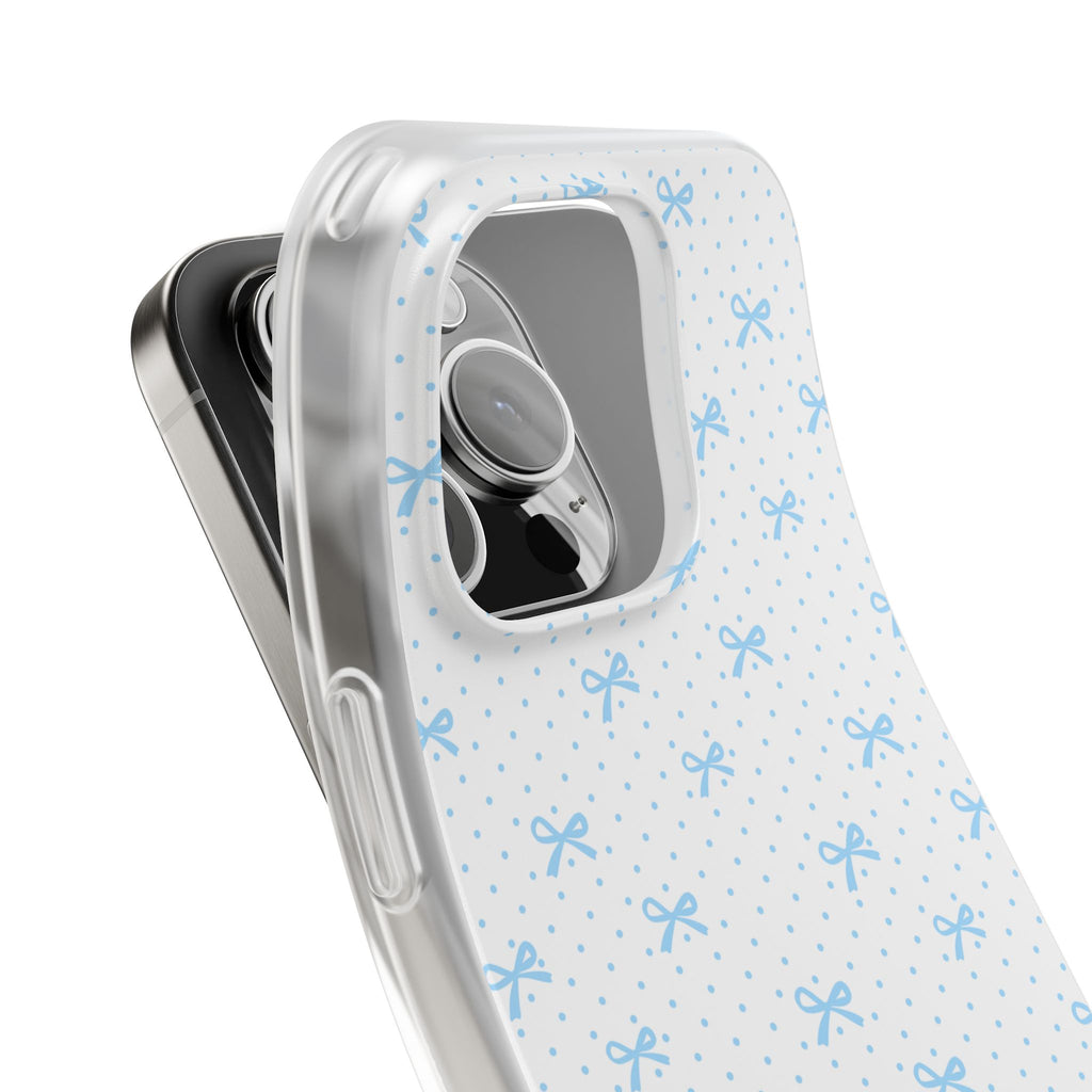 Blue Bow Pattern Flexi Phone Case — Cute Polka Dot Protective Cover