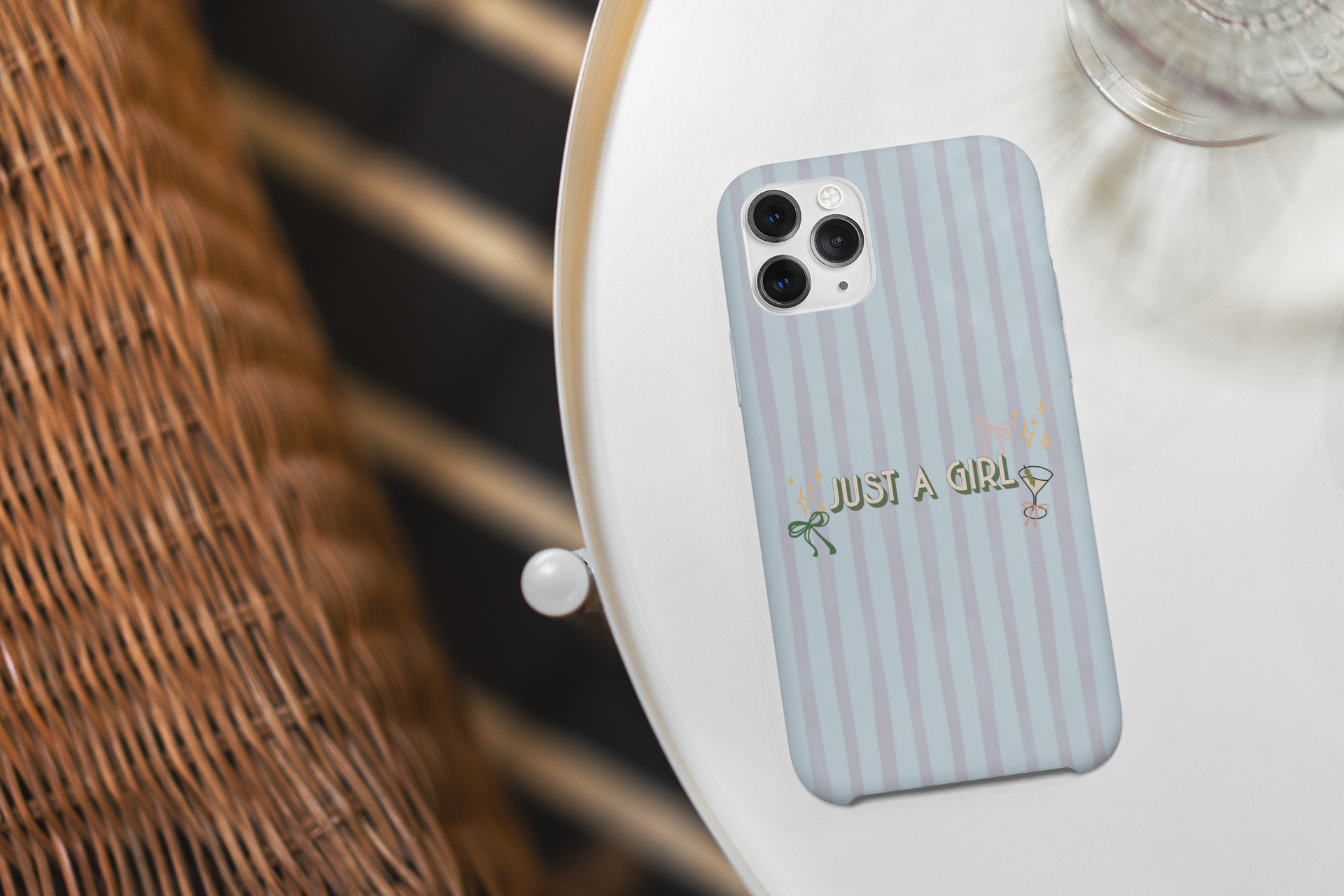 Phone Case — “Just A Girl” Pink Striped Protective Case