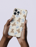 Teddy Bear Pattern Phone Case — Cute Blue Bow Baby Shower Gift